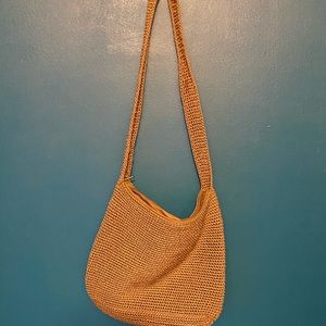 The Sak hand crocheted tight weave crossbody bag.